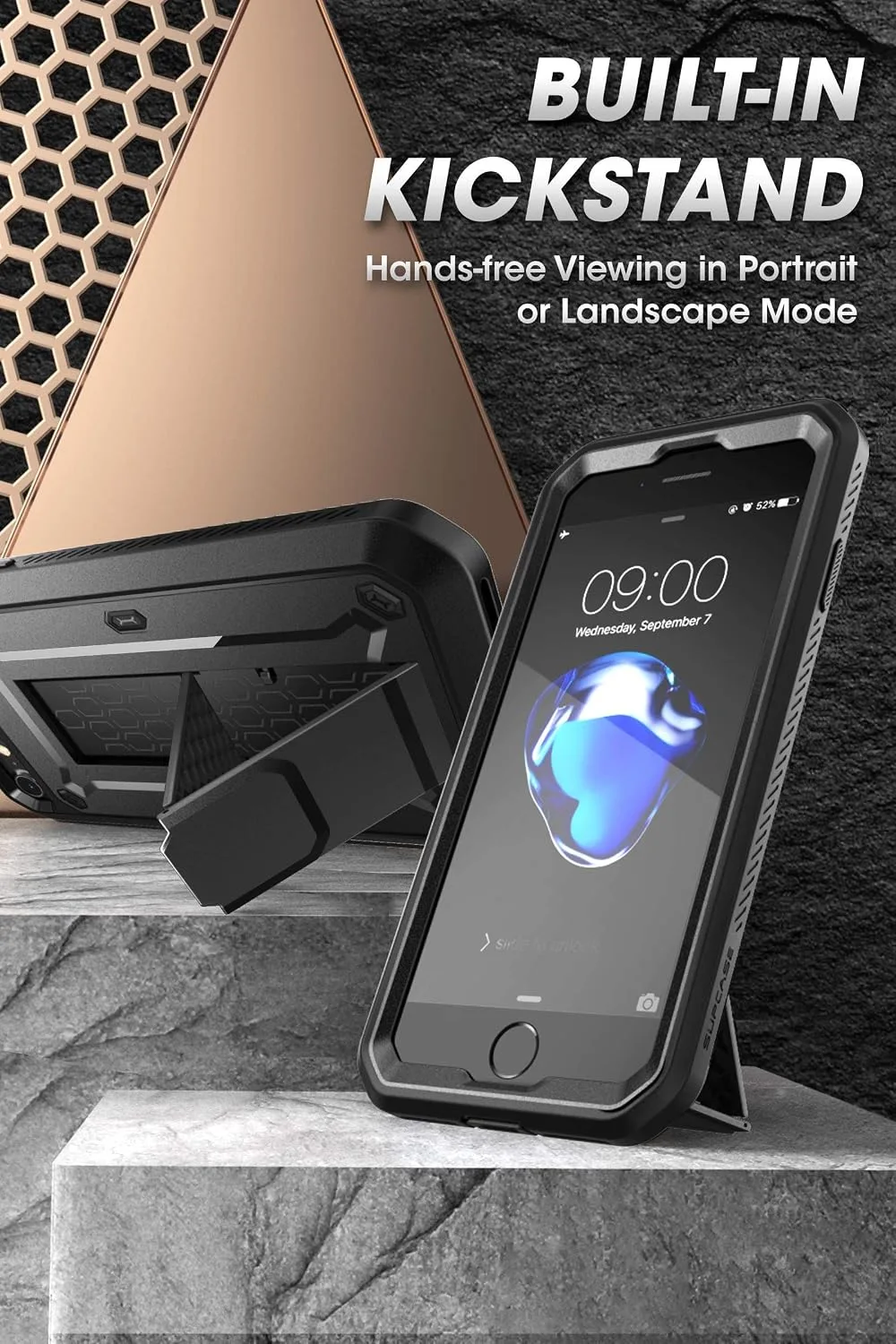 SUPCASE for iPhone SE 3rd / SE 2nd /7/8 Case with Screen Protector, Black