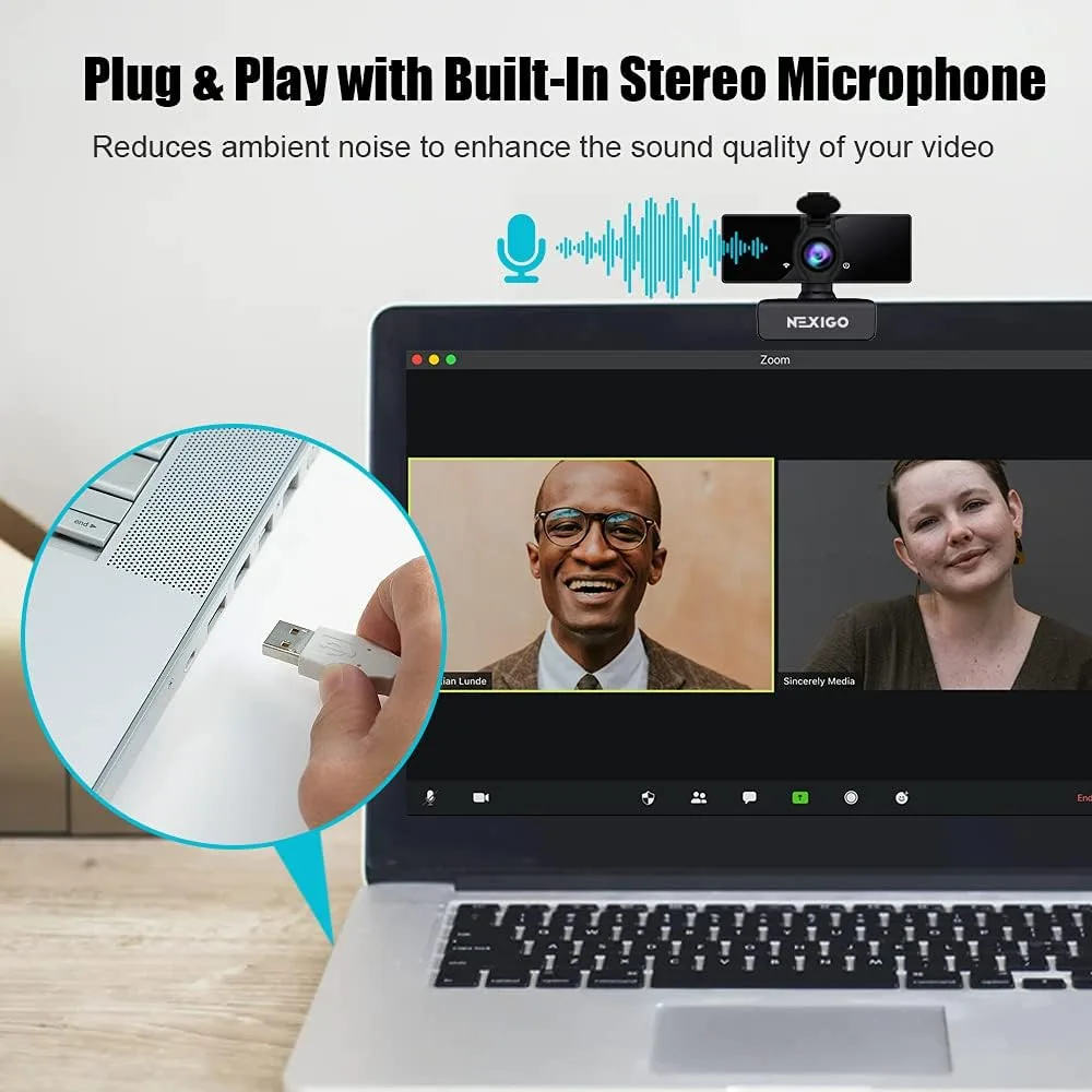 NexiGo N660 1080P Business Webcam, Dual Microphone & Privacy Cover, USB FHD Web Computer Camera, Plug and Play, for Zoom/Skype/Teams/Webex, Laptop MAC PC Desktop