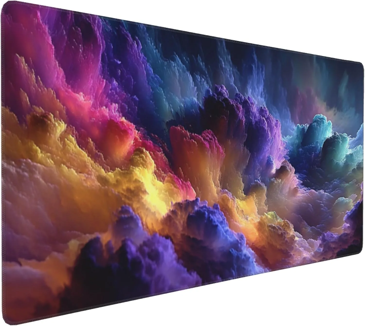 Extra Large Gaming Mouse Pad, Colorful Galaxy Cloud Design, Non-Slip Rubber Base, Washable, 35.4 x 15.7