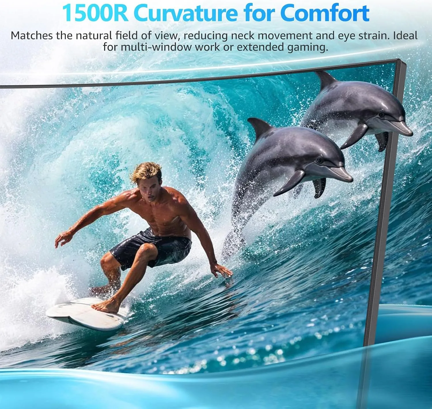 Gawfolk 32 Inch 4K Curved Monitor 60Hz, UHD PC Monitor Built-in Speakers