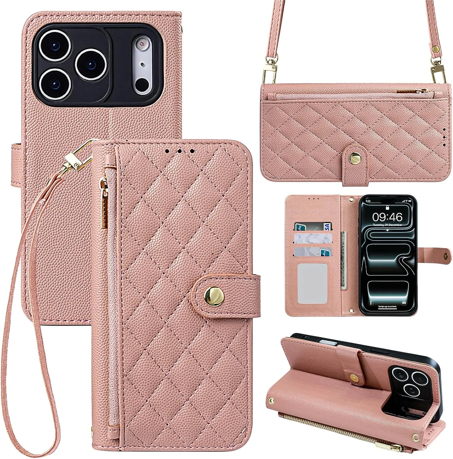 Wallet Phone Case Crafted for iPhone 17 Pro Pink