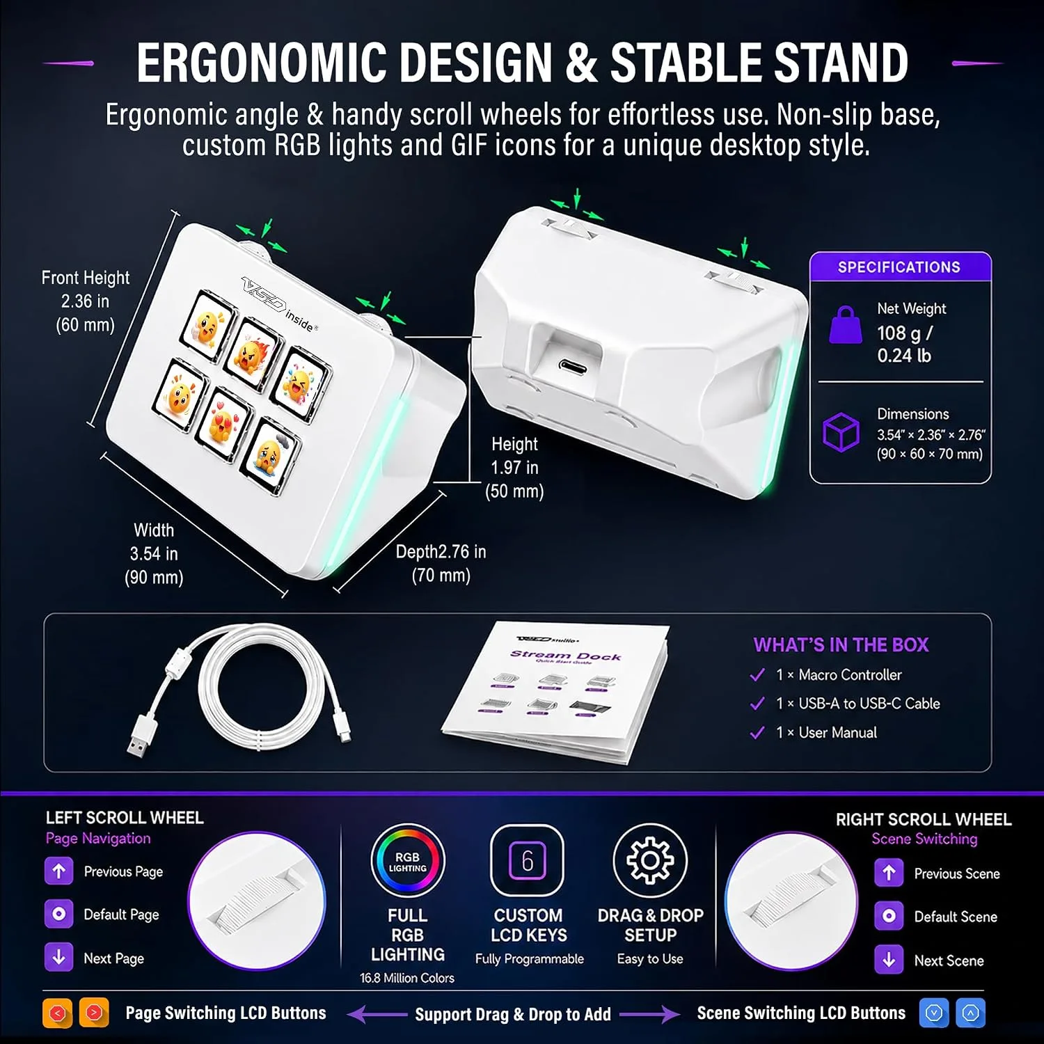 VSD Mini Macro Pad Shortcut Keypad, Stream Controller Streaming Deck