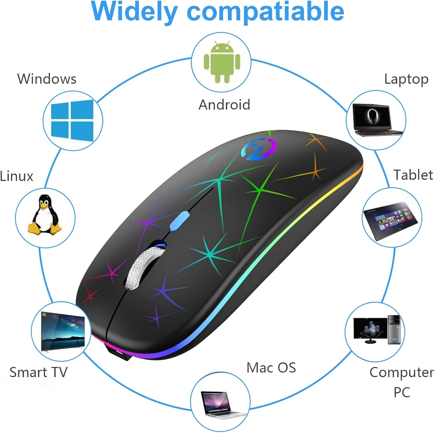 TaIYanG Wireless Mouse, 2.4G Slim Rechargeable Bluetooth Mouse for Laptop