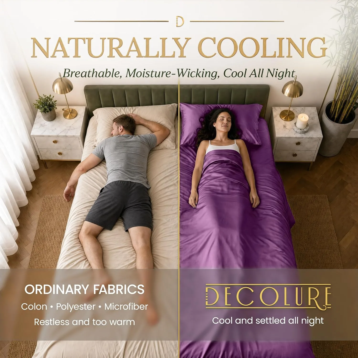 DECOLURE 100% Viscose from Bamboo Sheets King Size | 6 Pc Cooling Bed Set