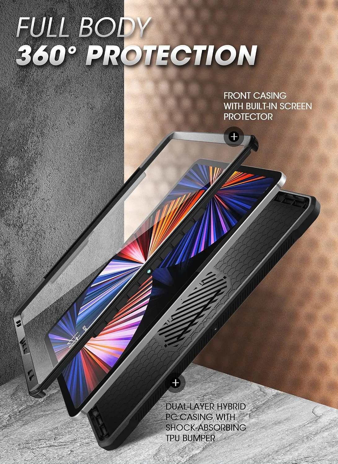 SUPCASE for iPad Pro 12.9 inch Case 2022/2021/2020 with Pencil Holder Black