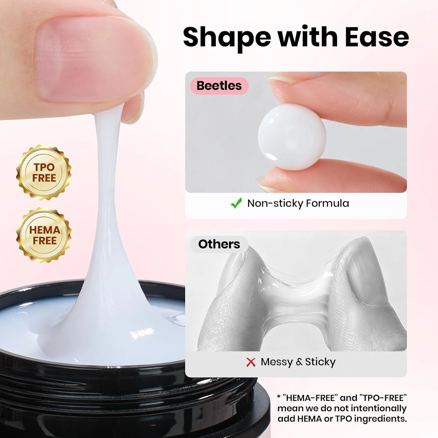 Beetles 3D Sculpting Gel for Nail Art Clear & White, 2 Pcs 3D Gel Nail Art