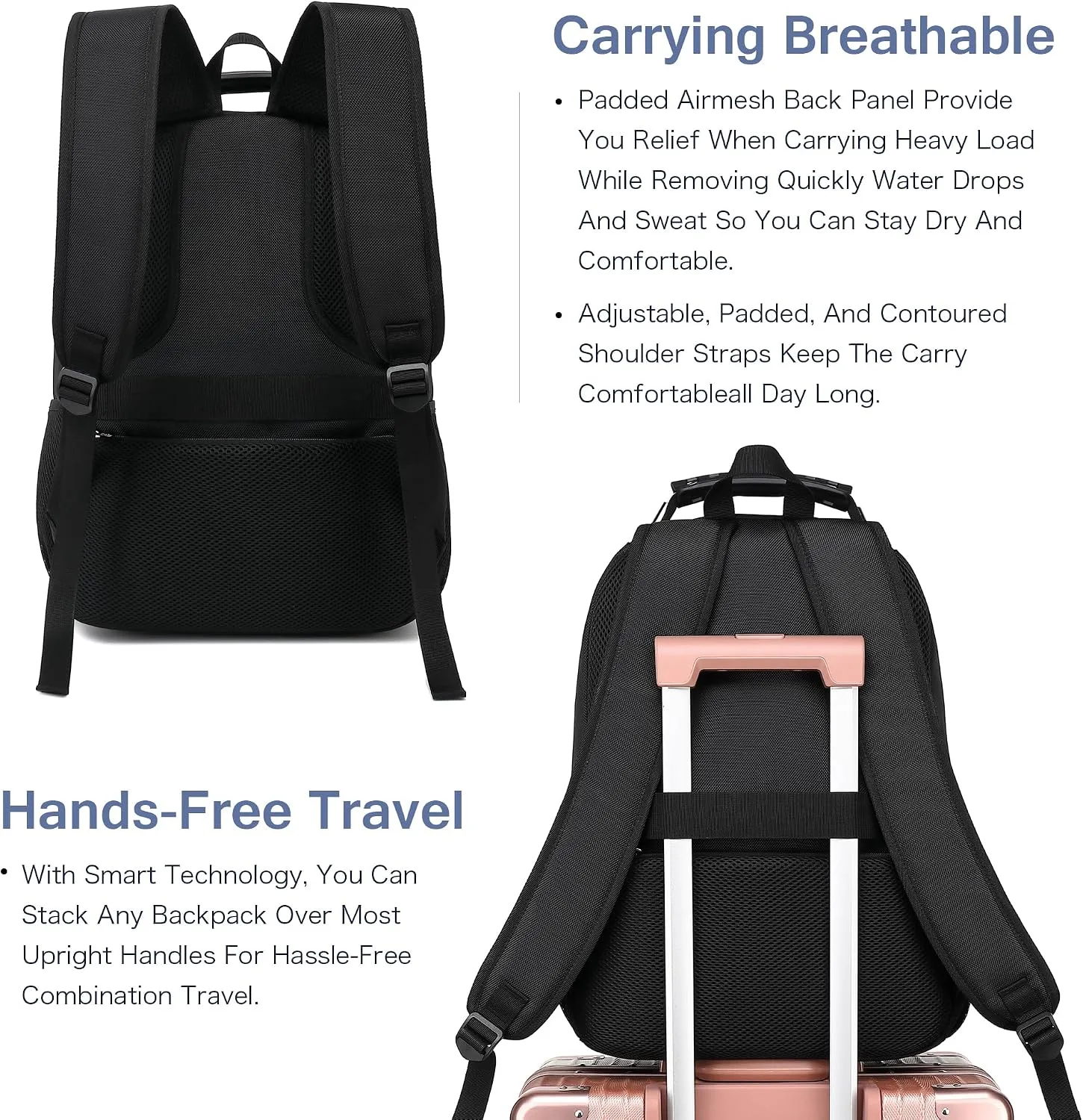 Boavan Laptop Backpack for men, 15.6 inch Laptop Bag with USB Port, Waterproof Travel Work Backpack Purse, Anti-Theft Teacher Nurse Doctor Casual Bookbags Office Business backpack，Purple Black