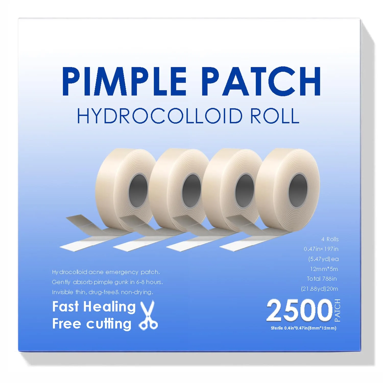 Parche para granos Zelier rollo hidrocoloide 2500 unidades
