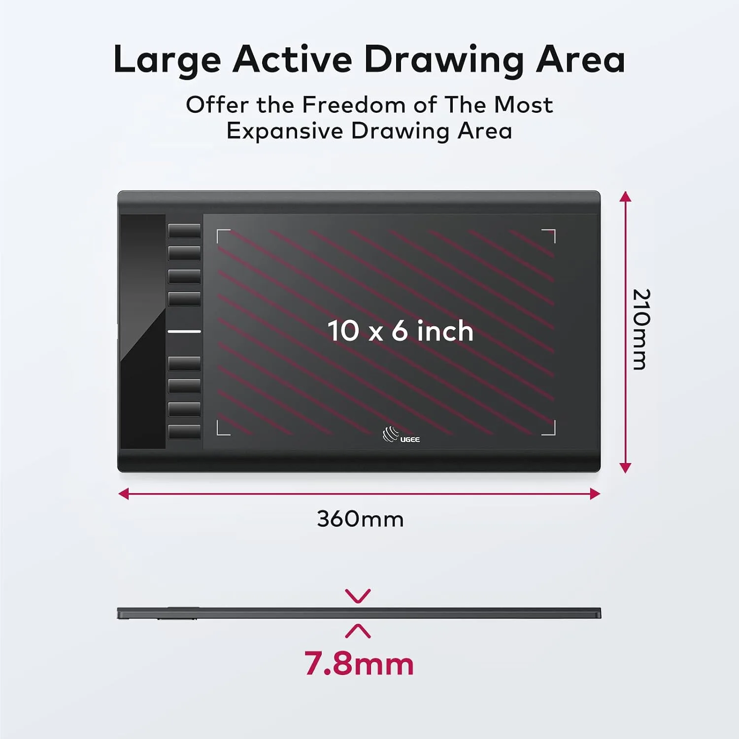 UGEE M708 V3 Graphics Drawing Tablet,10X6 Inches Digital Drawing Tablet with 8 Hot Keys 8192 Levels Pen Compatible with Chromebook, Linux, Windows 7/8/10/11, macOS 10.10