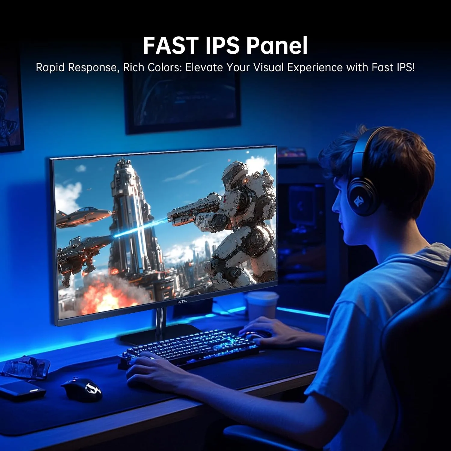KTC 24 Inch 190Hz Gaming Monitor, FHD 1080P, HDR 400, Fast IPS, H24F8