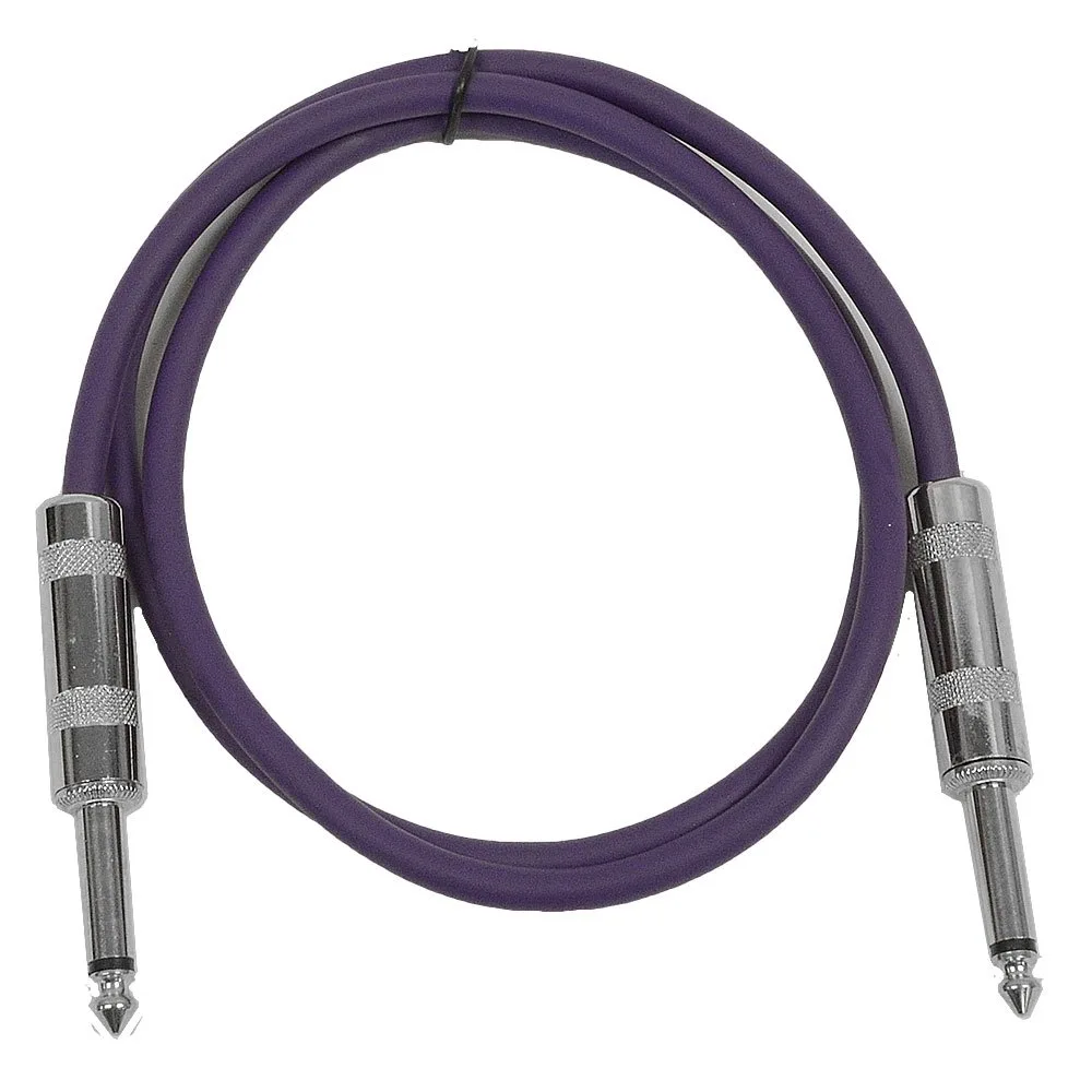 Seismic Audio - SASTSX-2 (6 Pack) - 2 Foot TS 1/4" Guitar, Instrument, or Patch Cables Purple