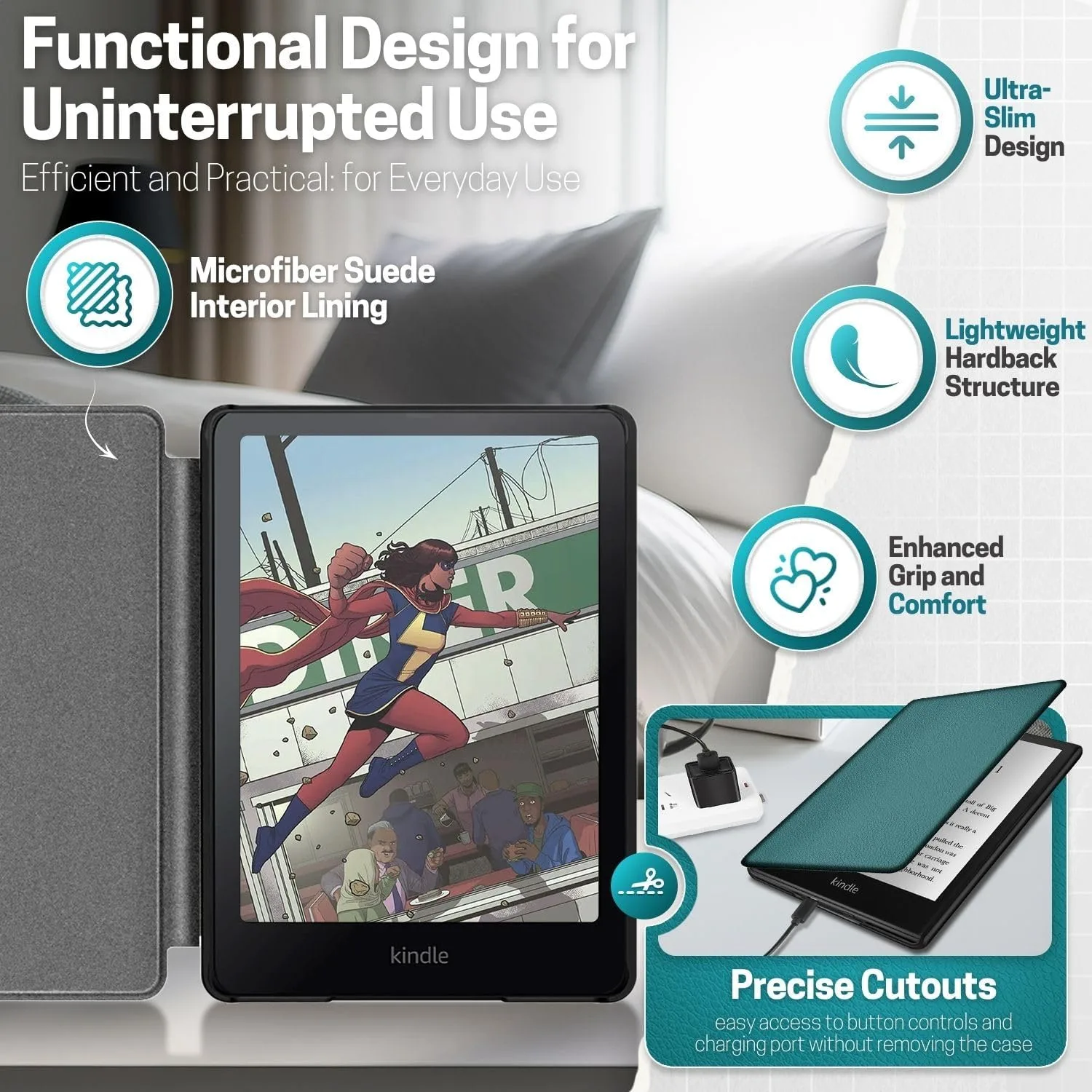 TNP Kindle Paperwhite 12th Gen Case, Colorsoft 7-Inch Cover, Dark Green
