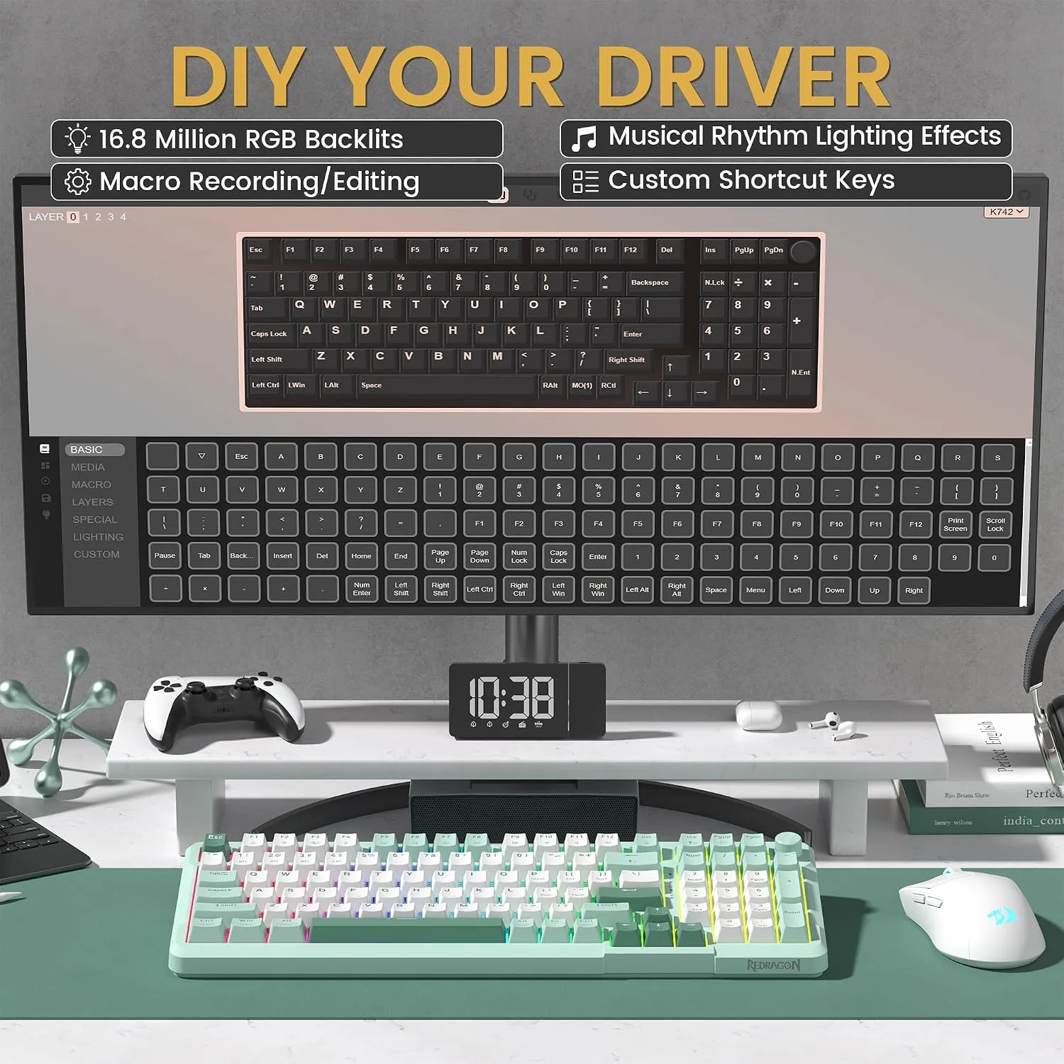 Redragon K742 Bluetooth Wireless Mechanical Gaming Keyboard with Knob