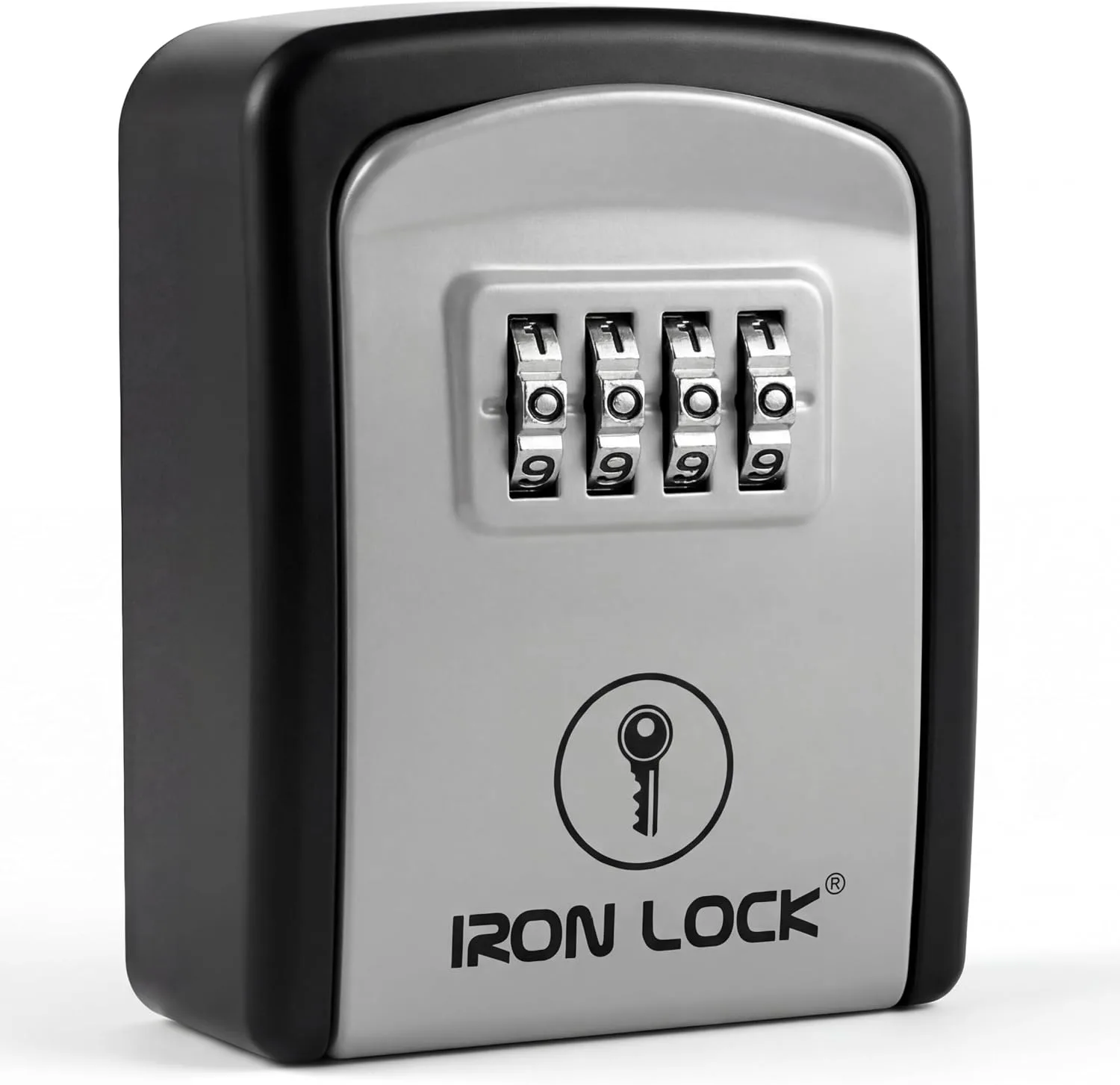 Iron Lock® Small Wall Mount Key Lock Box for Keys Outside (Grey)