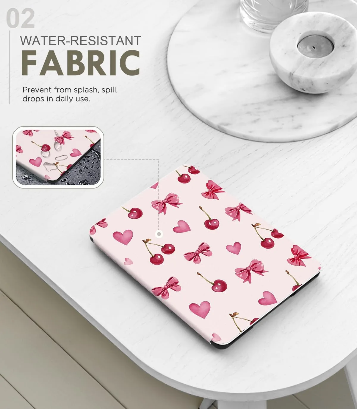 MoKo Case for 7" Kindle Paperwhite 12th Gen 2024/Colorsoft, Cherry Bow