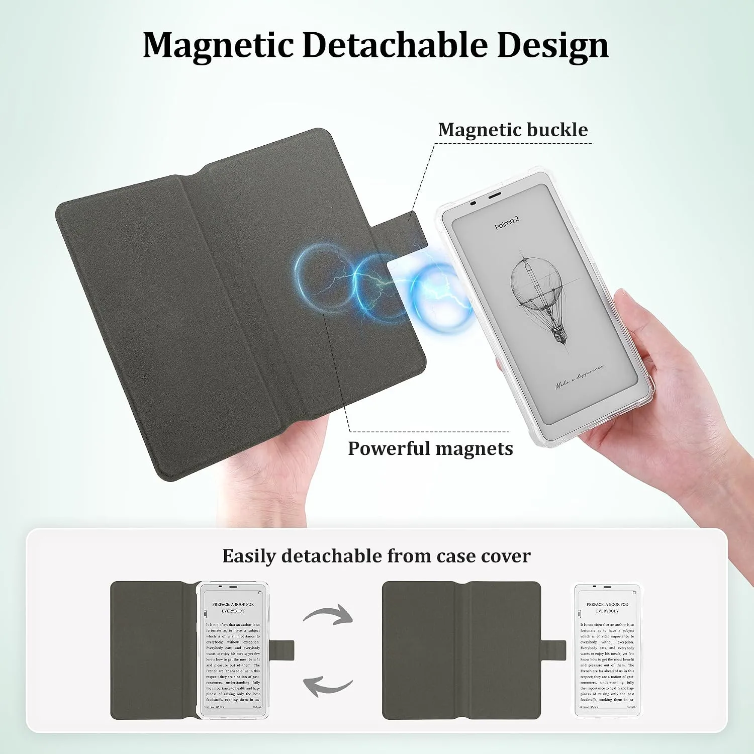2in1 Case for Onyx BOOX Palma 2 Magnetic Detachable Folio Cover