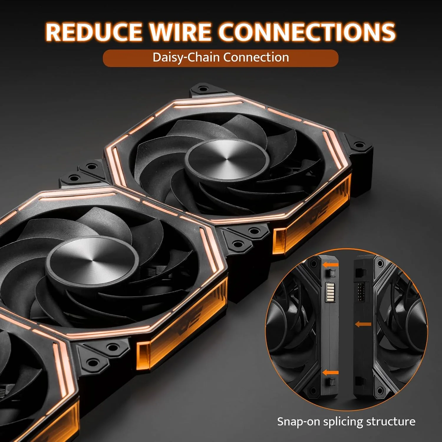 darkFlash INF34 120MM PC Case Fan, Daisy-Chain, up to 2000RPM Cooling, 4-Pin PWM, ARGB CPU Cooling Computer Fan, 3 Pack (Reversed, Black)
