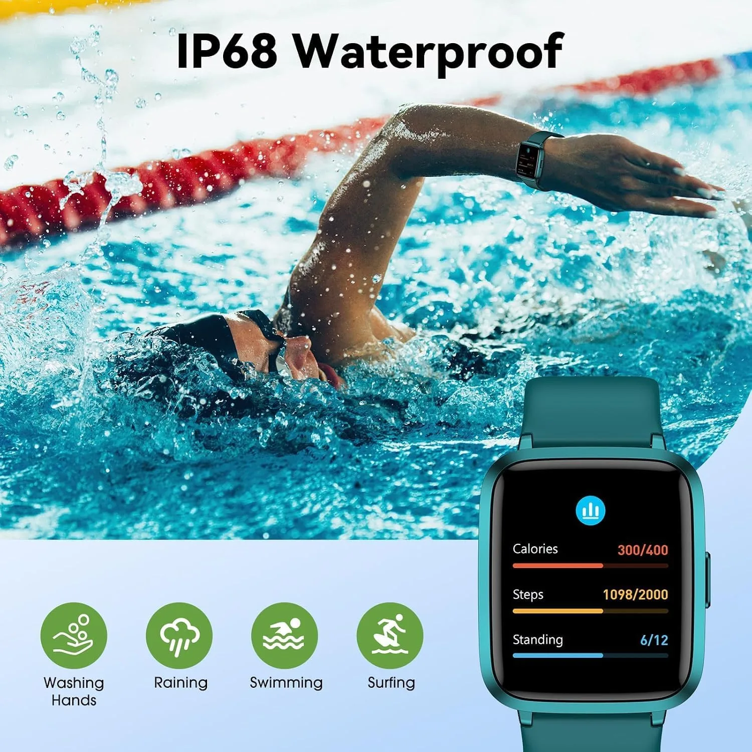 Fitness Tracker Watch with Heart Rate, No App No Phone Required, Pedometer