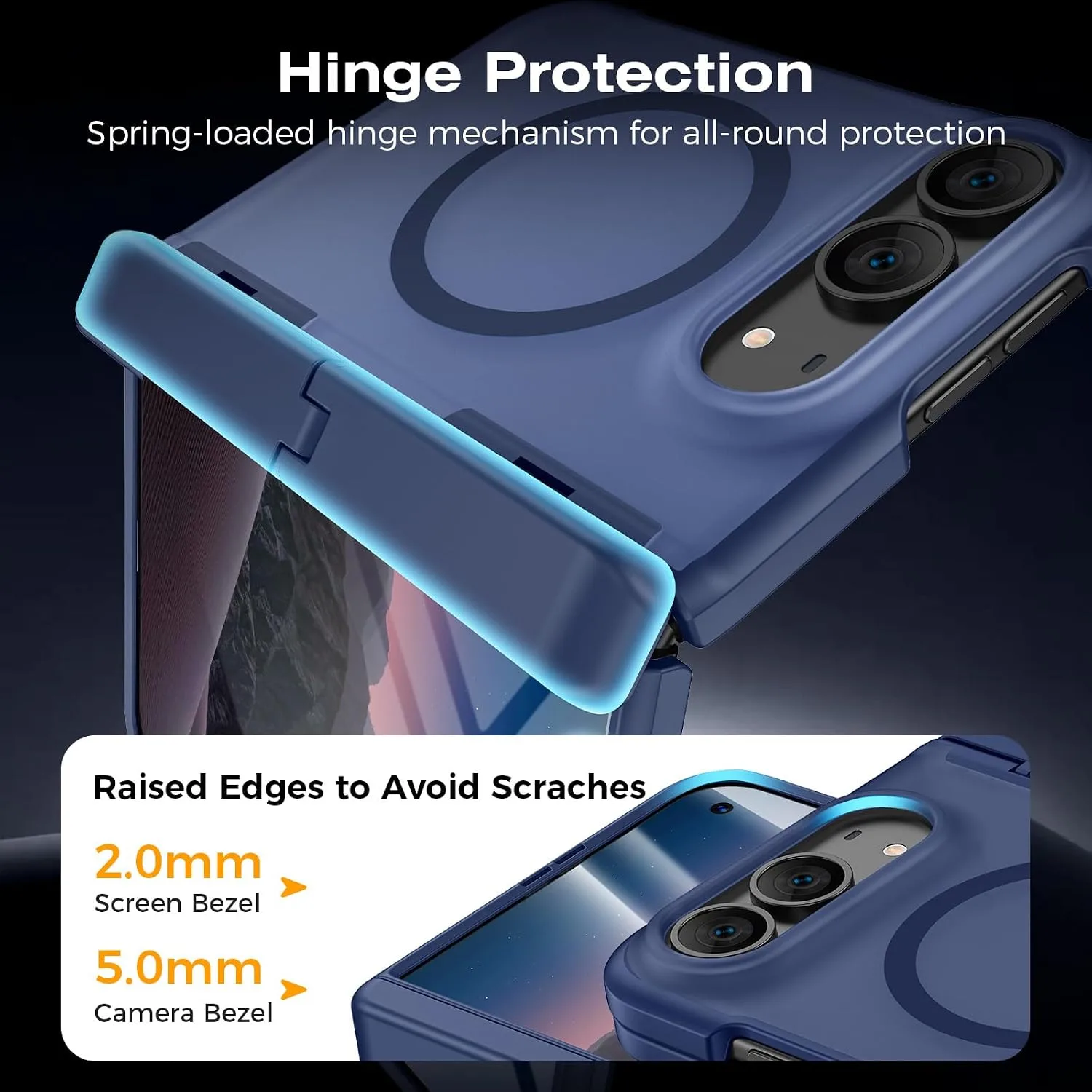 VEGO Magnetic for iPhone Duo Case Built-in Screen Prtector & Stand, Blue
