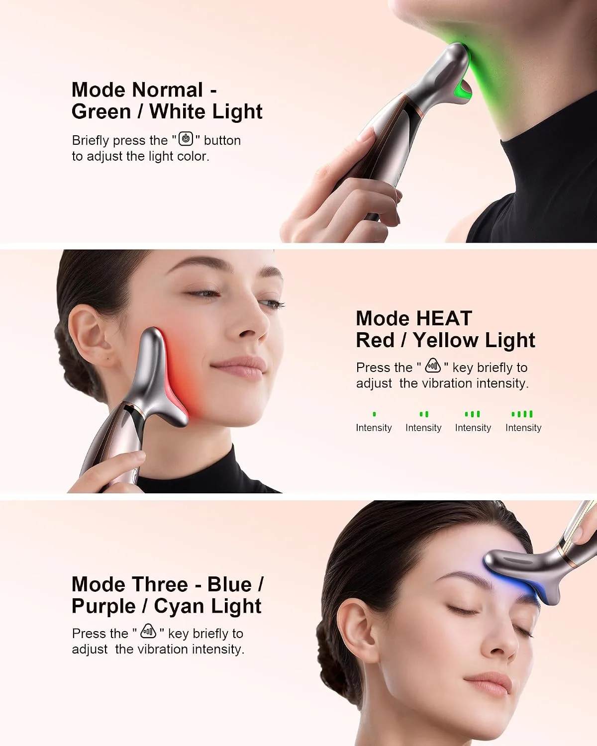 Pedete Facial Massager, 7 Colors Red Light Therapy for Face and Neck