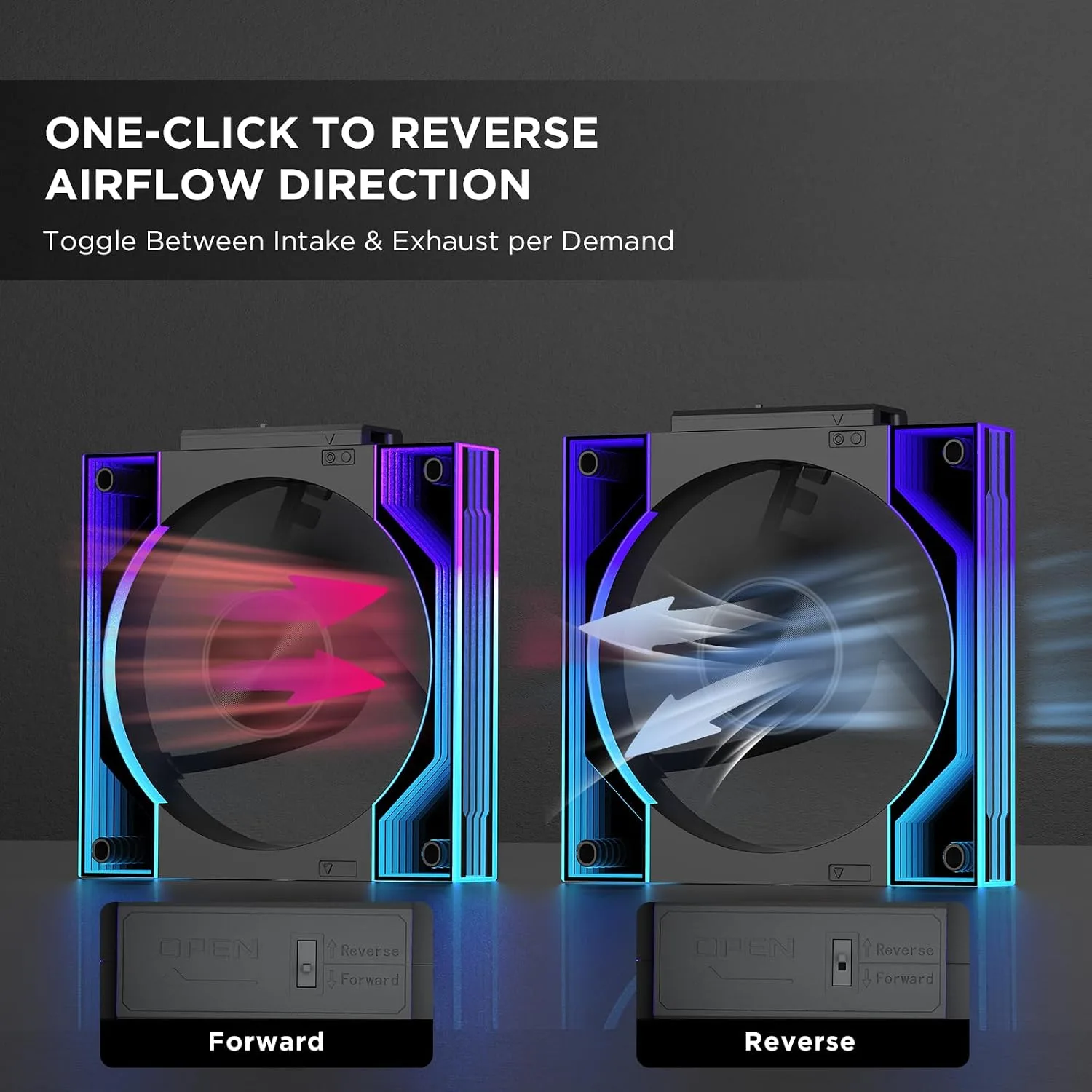 Interstellar V3 120mm PC Case Fan Infinity Mirror Module Daisy-Chain 120mm RGB PWM Fan Triple Pack Suitable for Computer Case & 360mm AIO Cooler(Black-3Pack