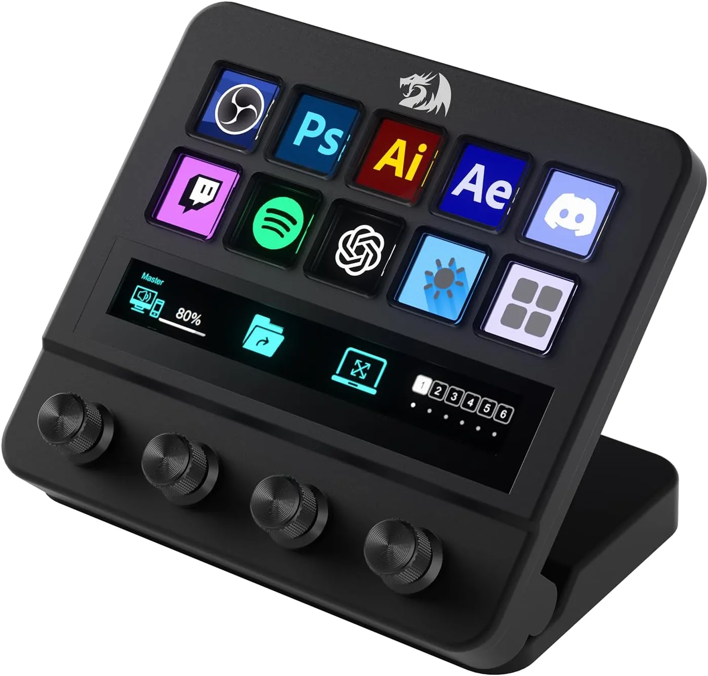 Controlador de streaming Redragon SS552 con 14 teclas programables y pantalla LCD