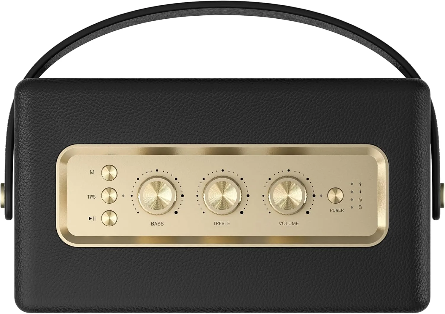 MLOVE A200 Portable Retro Bluetooth Speaker with Aux Input, USB Port, Micro SD Card Slot - Decorative Wireless Bookshelf Speakers Battery Powered, House Warming Gifts for New Home, Black and Gold