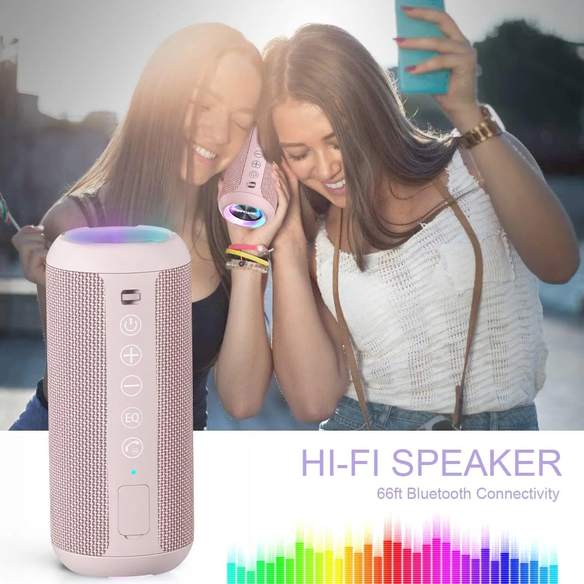 Ortizan X10 Portable Bluetooth Speaker, IPX7 Waterproof, Wireless, Pink