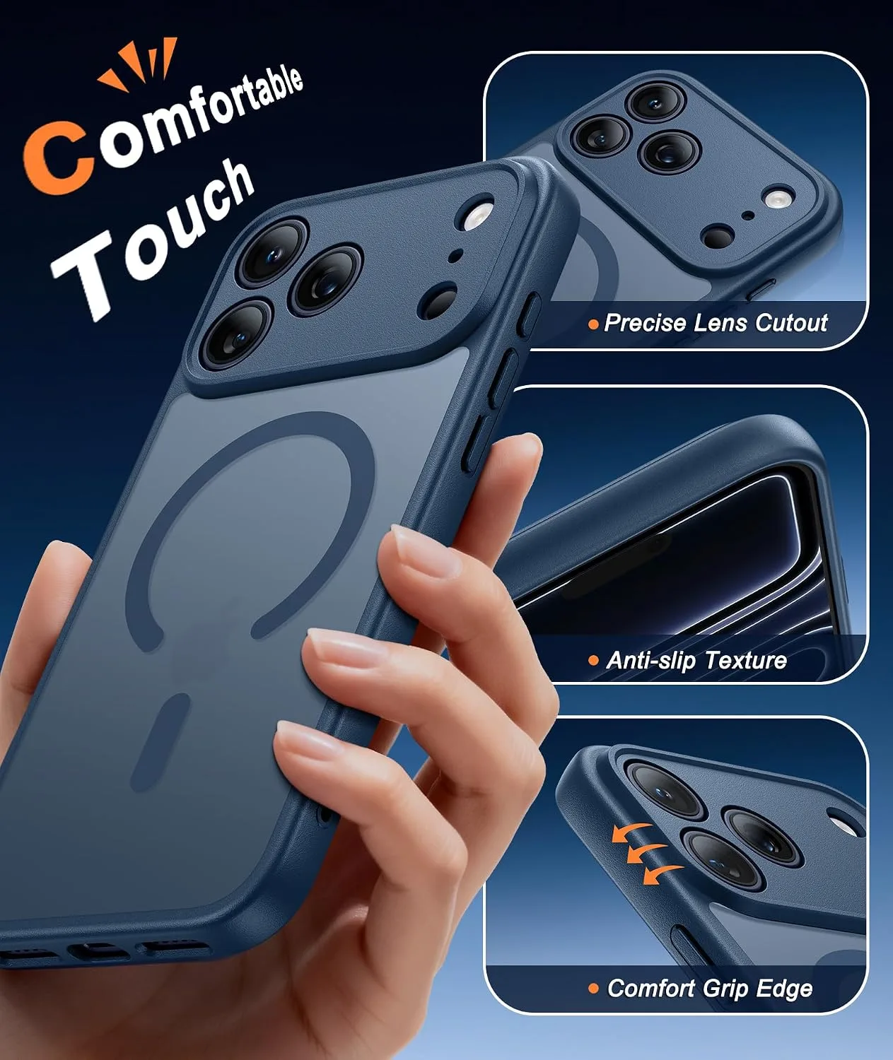 FNTCASE for iPhone 18 Pro Max / 17 Pro Max Case Fit for MagSafe Blue