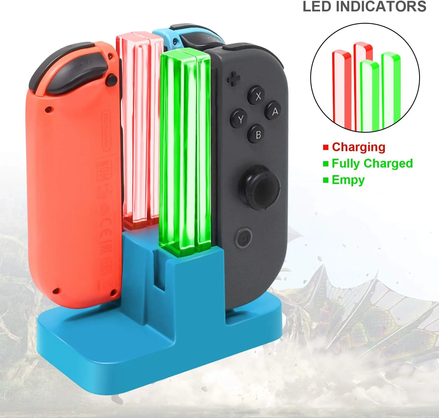 FASTSNAIL Switch Controller Charger for Nintendo Switch for JoyCons - Blue