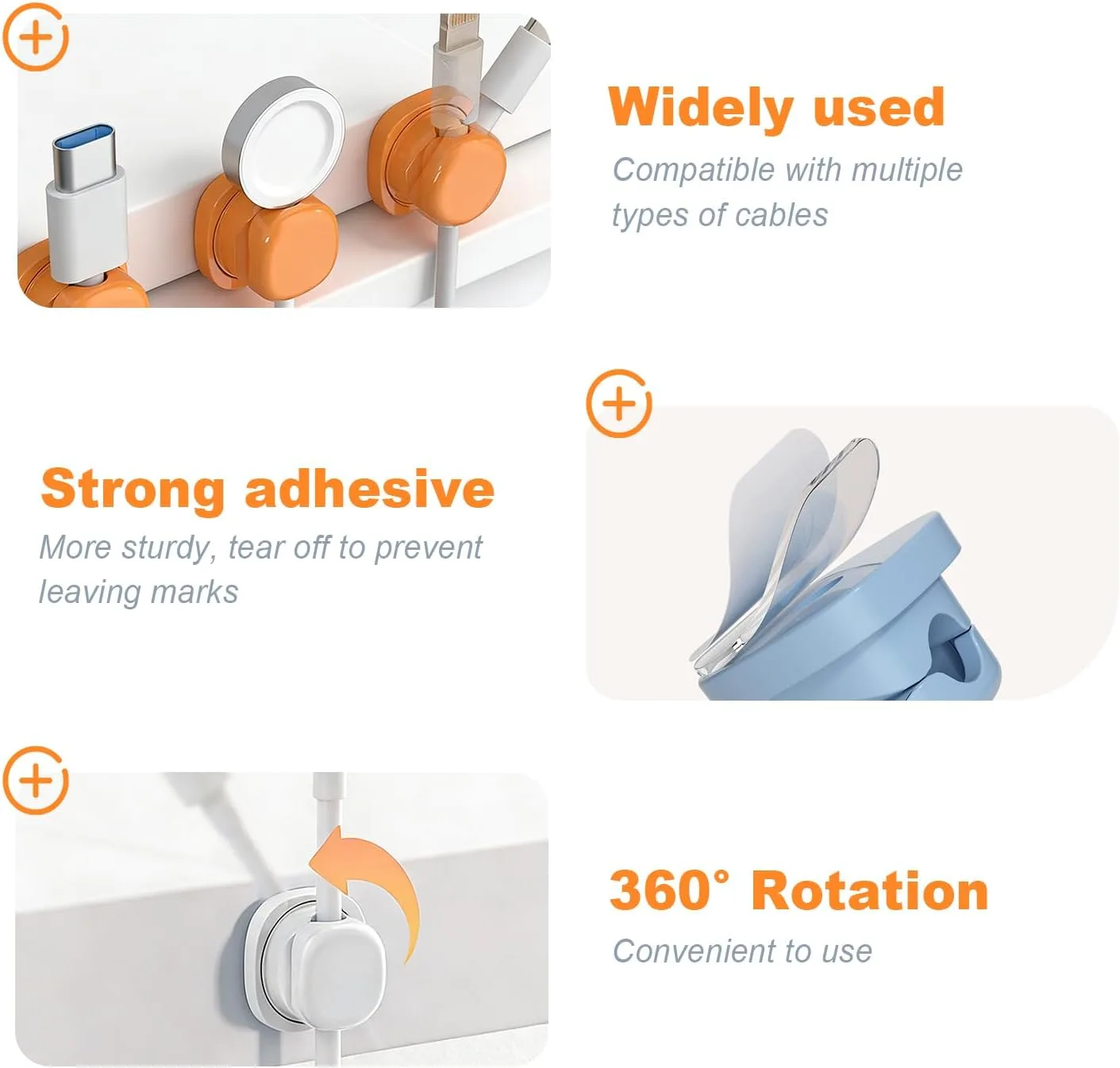 Cord Organizer Holder，Rotatable Desk Cable Managemen，Desk Organizer