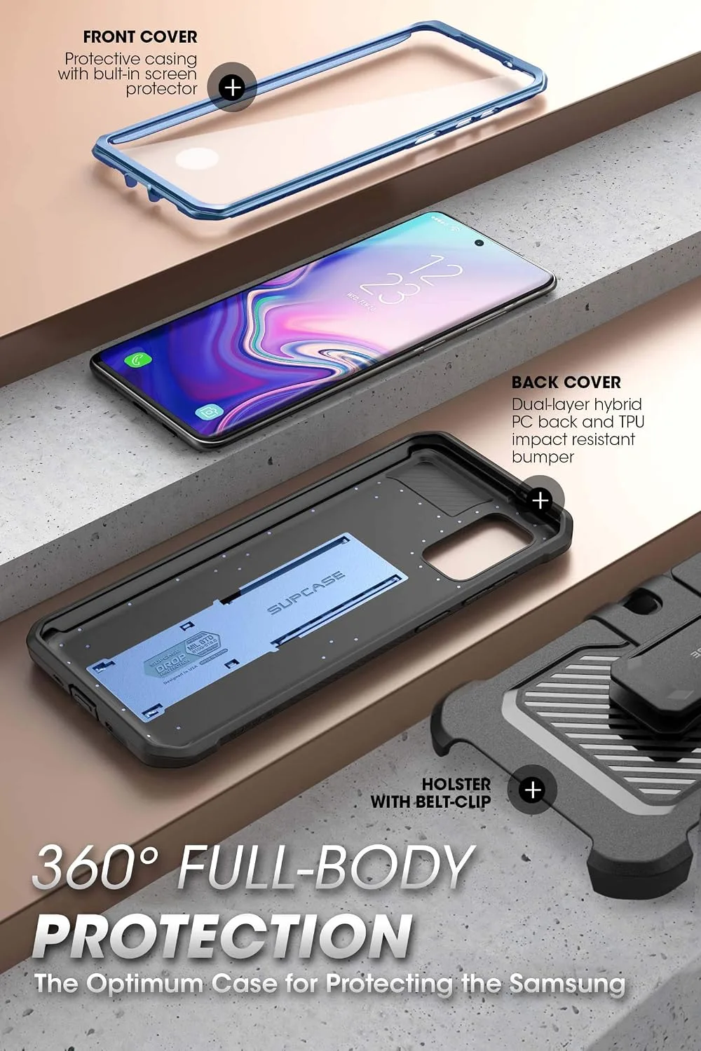 SUPCASE for Galaxy S20 FE Case with Built-in Screen Protector, Blue