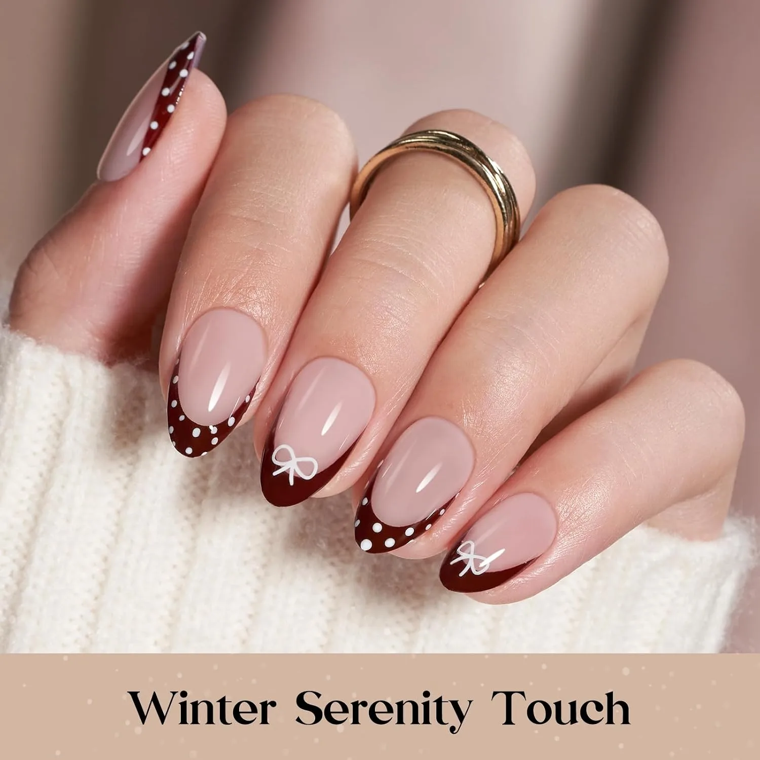 Beetles Red French Tip Press On Nails - Short Almond 5 Colors 160 Pcs