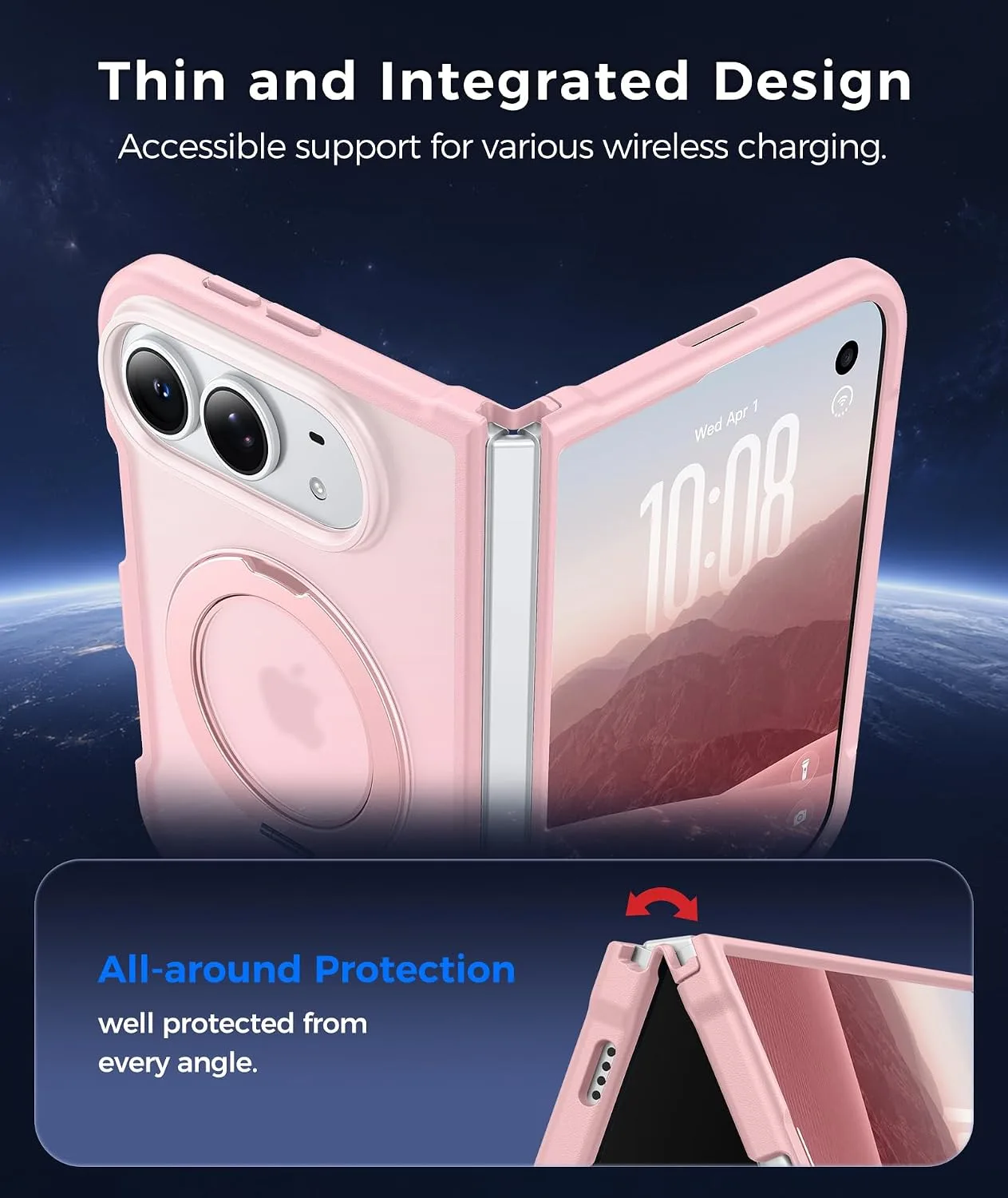 FNTCASE for iPhone Duo Case with 360 Spin Magnetic Stand Pink