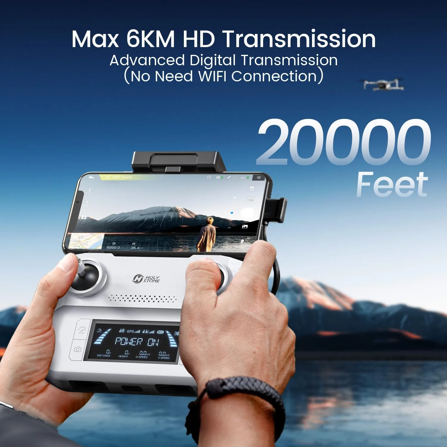 Holy Stone HS360D GPS Drones With 4K Camera For Adults, 249g RC Quadcopter with 80-Min Flight Time, 20000ft Range FPV Transmission Beginner Drone, Auto Return, 2 Batteries, Upgraded HS360S