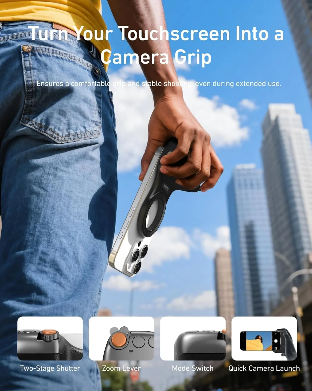 TELESIN Magnetic Phone Camera DSLR Style Grip for Magsafe iPhone & Android