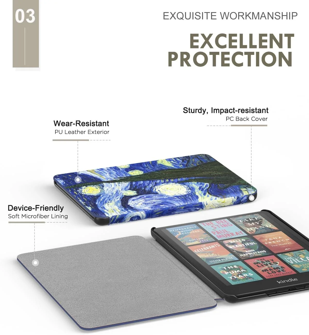 Moko Case for 7" Kindle Paperwhite 12th Gen 2024/Colorsoft, Starry Night