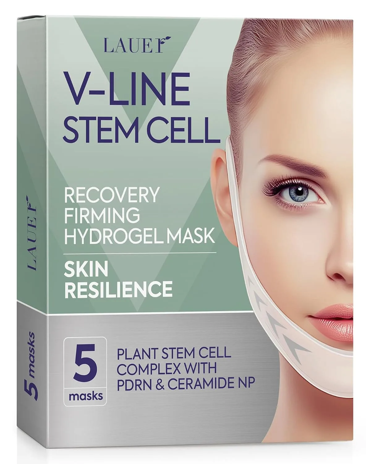 LAUER COSMETIC V-Line Stem Cell Hydrogel Mask for Chin & Jawline, 5 Count