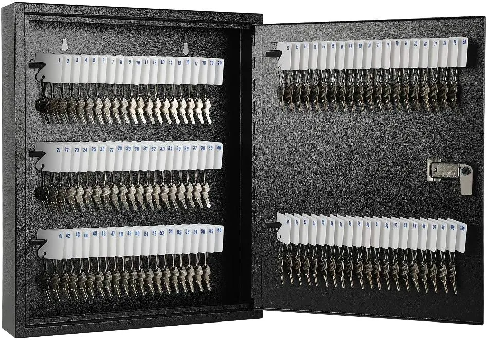 KYODOLED Key Box, Wall Mount 100 Key Cabinet, Combination Lock, Black