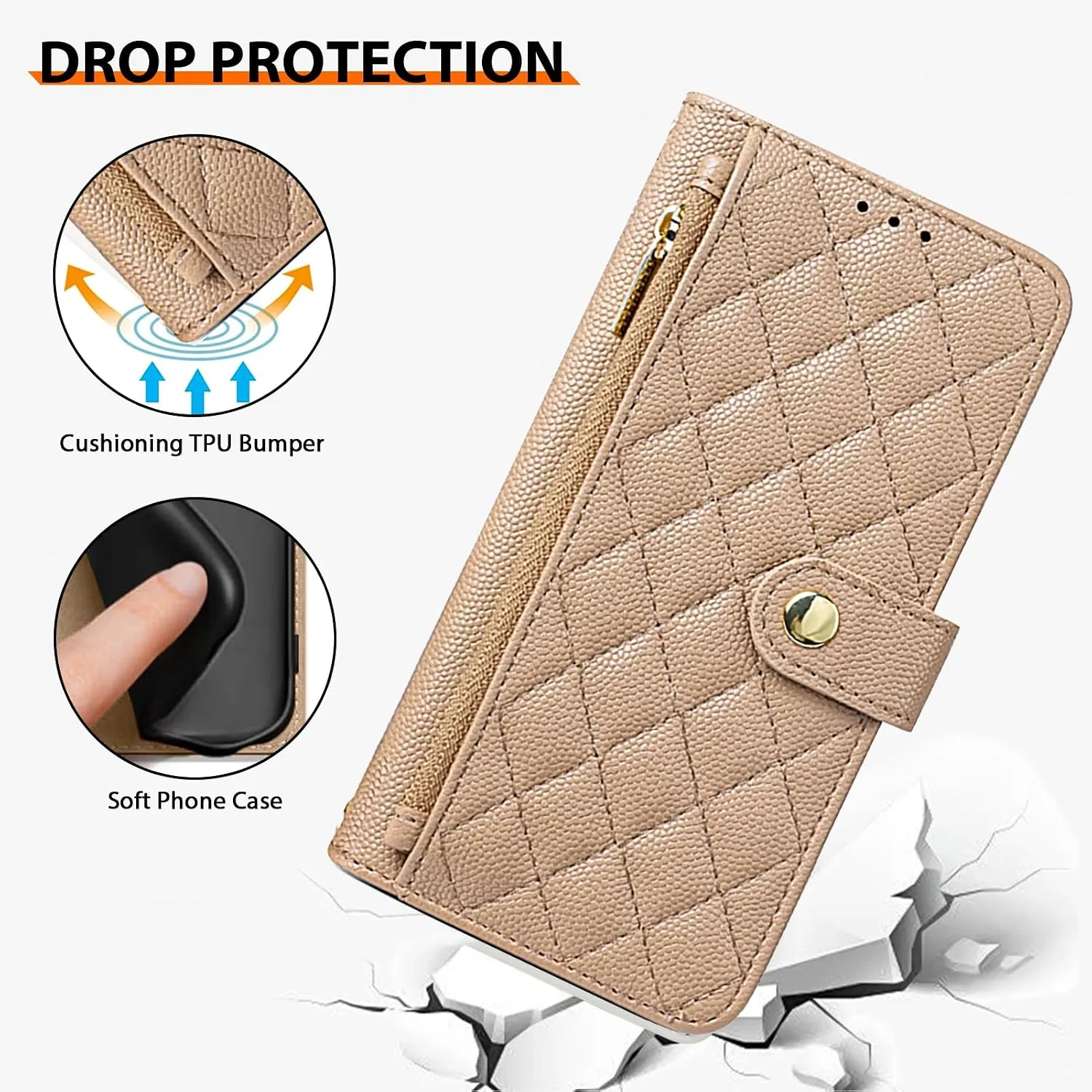 Wallet Phone Case Crafted for iPhone 17 Pro Max Peach Color