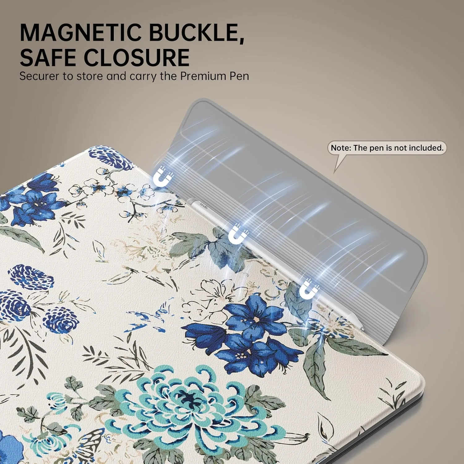 MoKo Case for 11" Kindle Scribe 3rd & Colorsoft 1st, White Blue Floral
