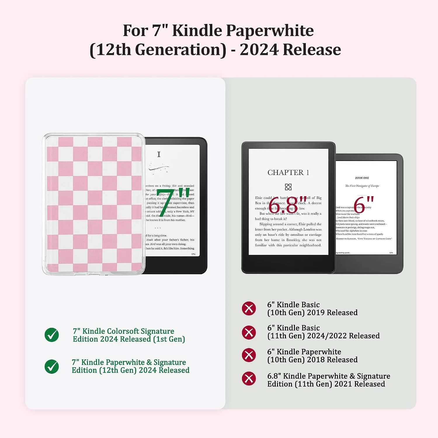 Back Panel Case for 7'' Kindle Paperwhite 12th Gen & Colorsoft