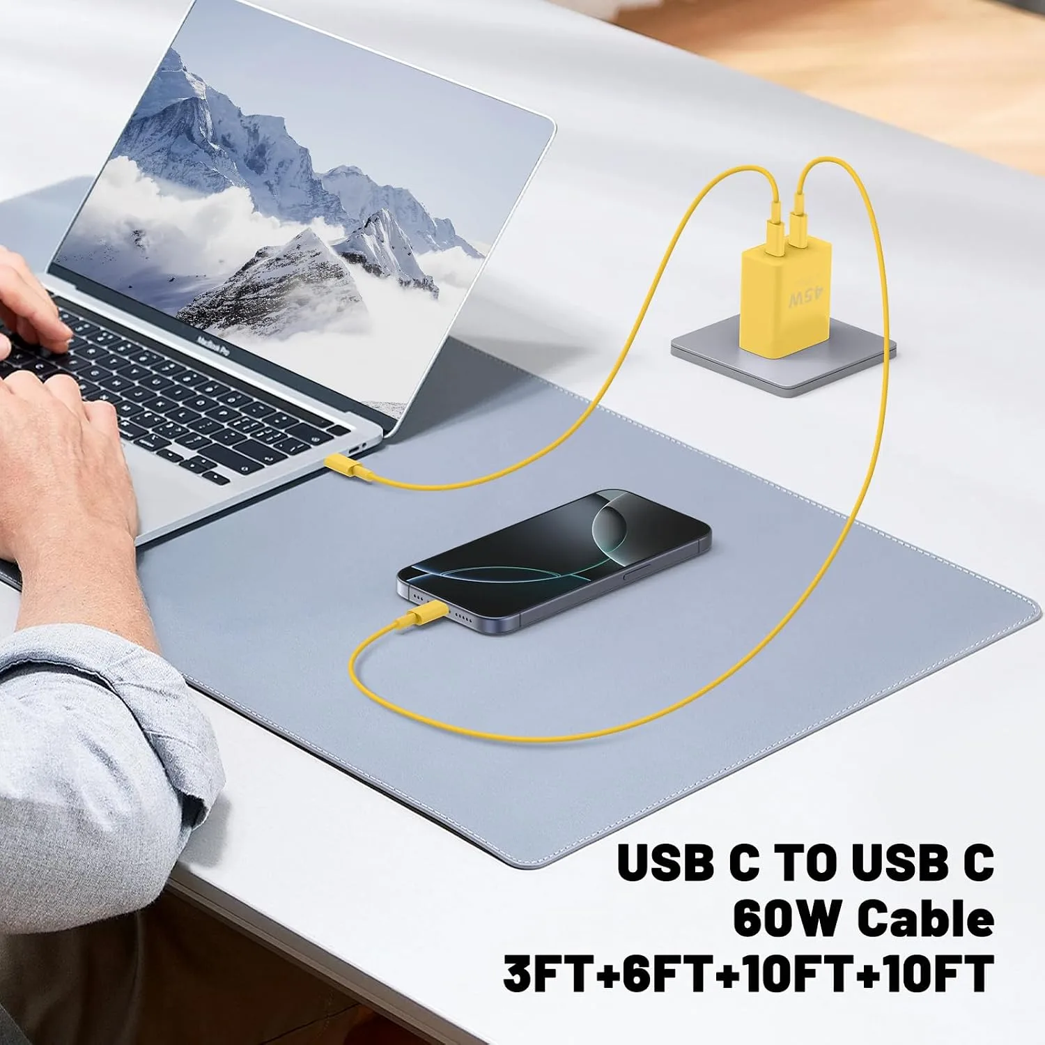 QZIIW iPhone 18 17 16 Pro Max Fast Charger,45W Dual Port USB C Fast Charger