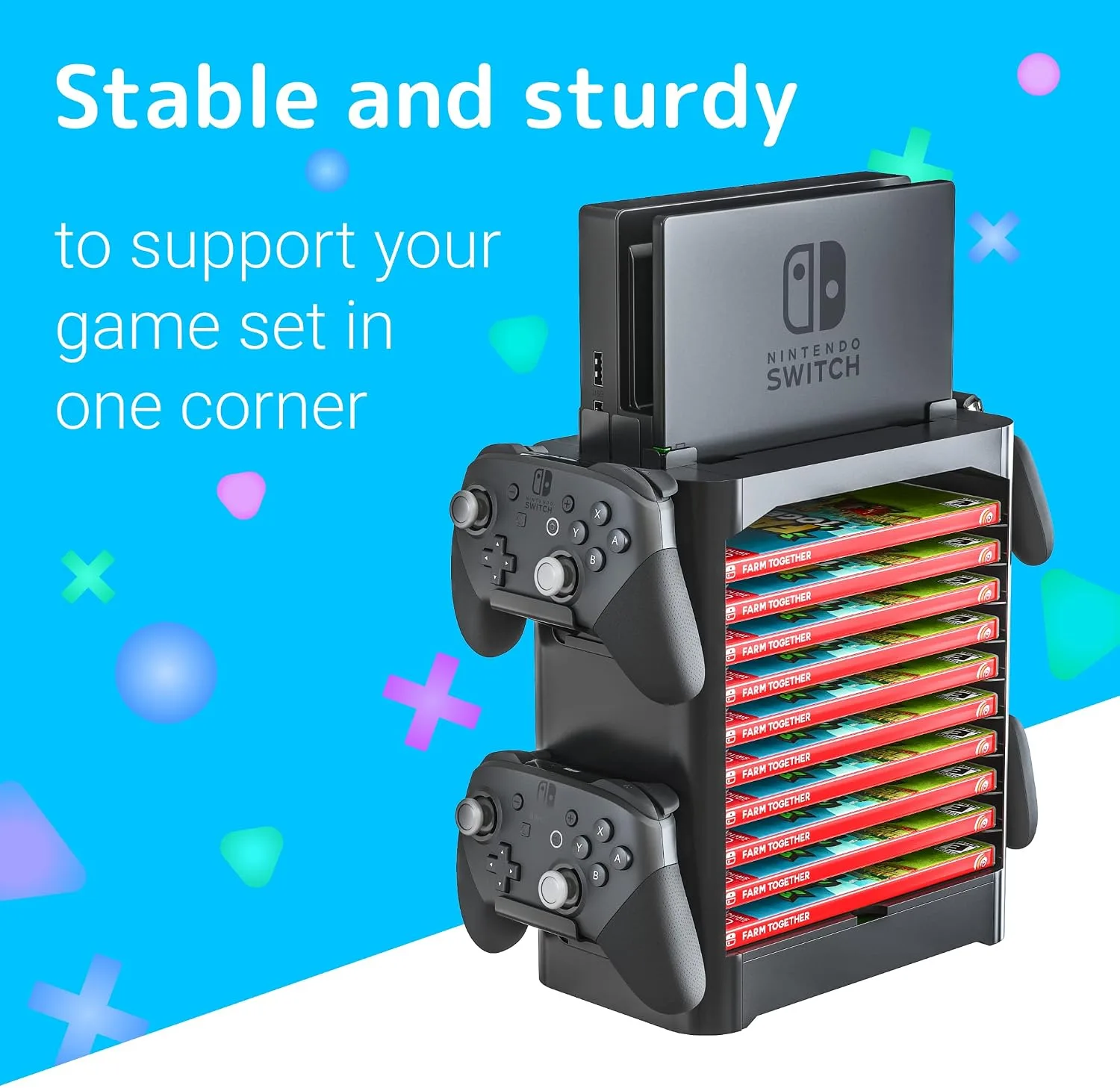 NS Compatible Nintendo Switch Games Holder, Nintendo Switch Stand - Black