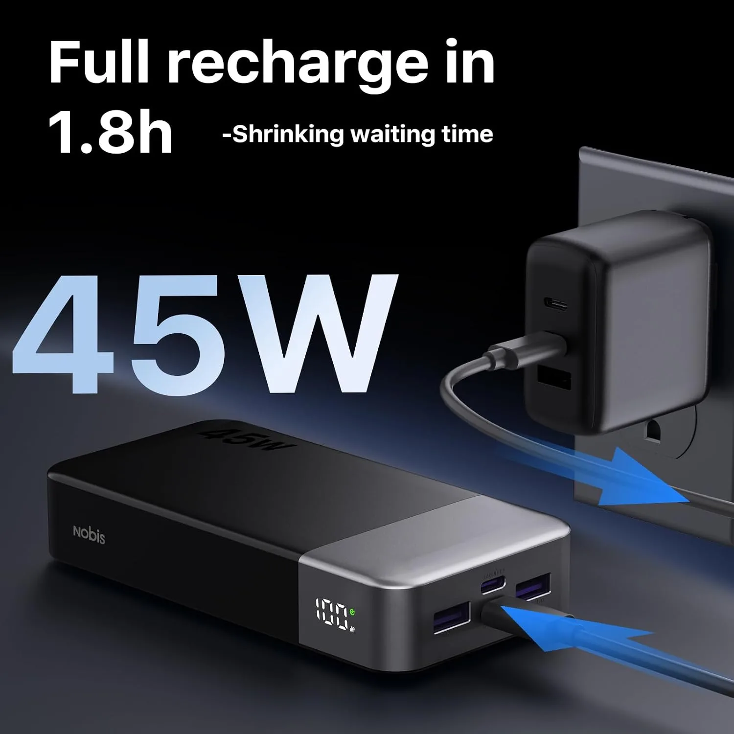 NOBIS 45W 20000mAh Portable Charger Power Bank Fast Charging