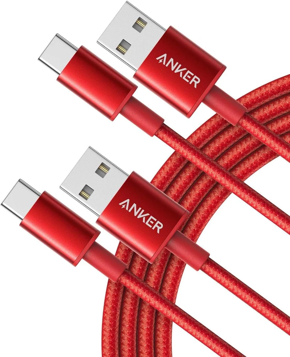 Anker USB A to USB C Cable, USB to USB C Cable (2-Pack, 6 ft, Red)