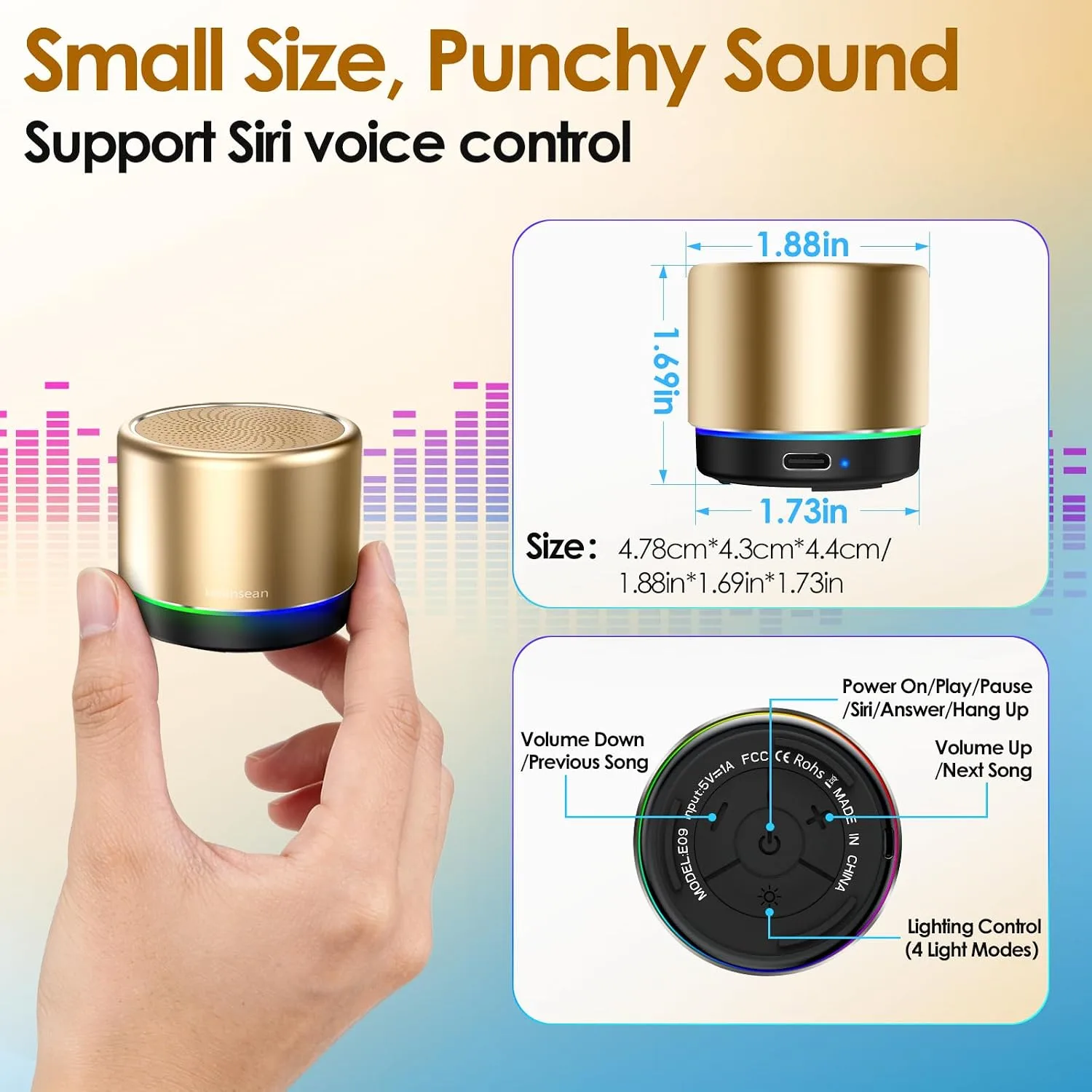 Mini Bluetooth Speaker, Portable Wireless Speakers, Noise Reduction Mic