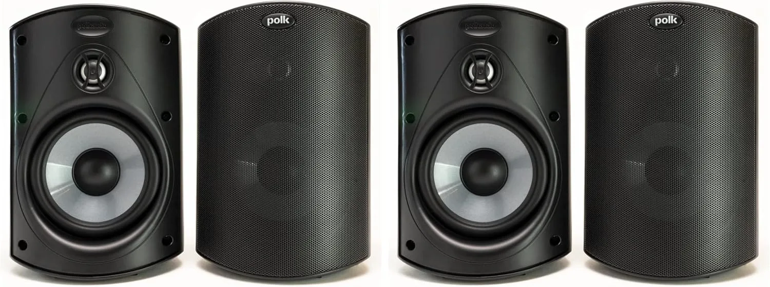 Polk Audio Atrium 4 Outdoor Speakers, Powerful Bass (Pair, Black)