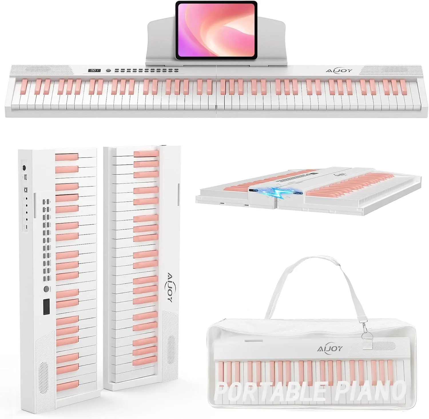 AiJoy 88-Key Magnetic Split Portable Piano with Velocity-Sensitive Keys