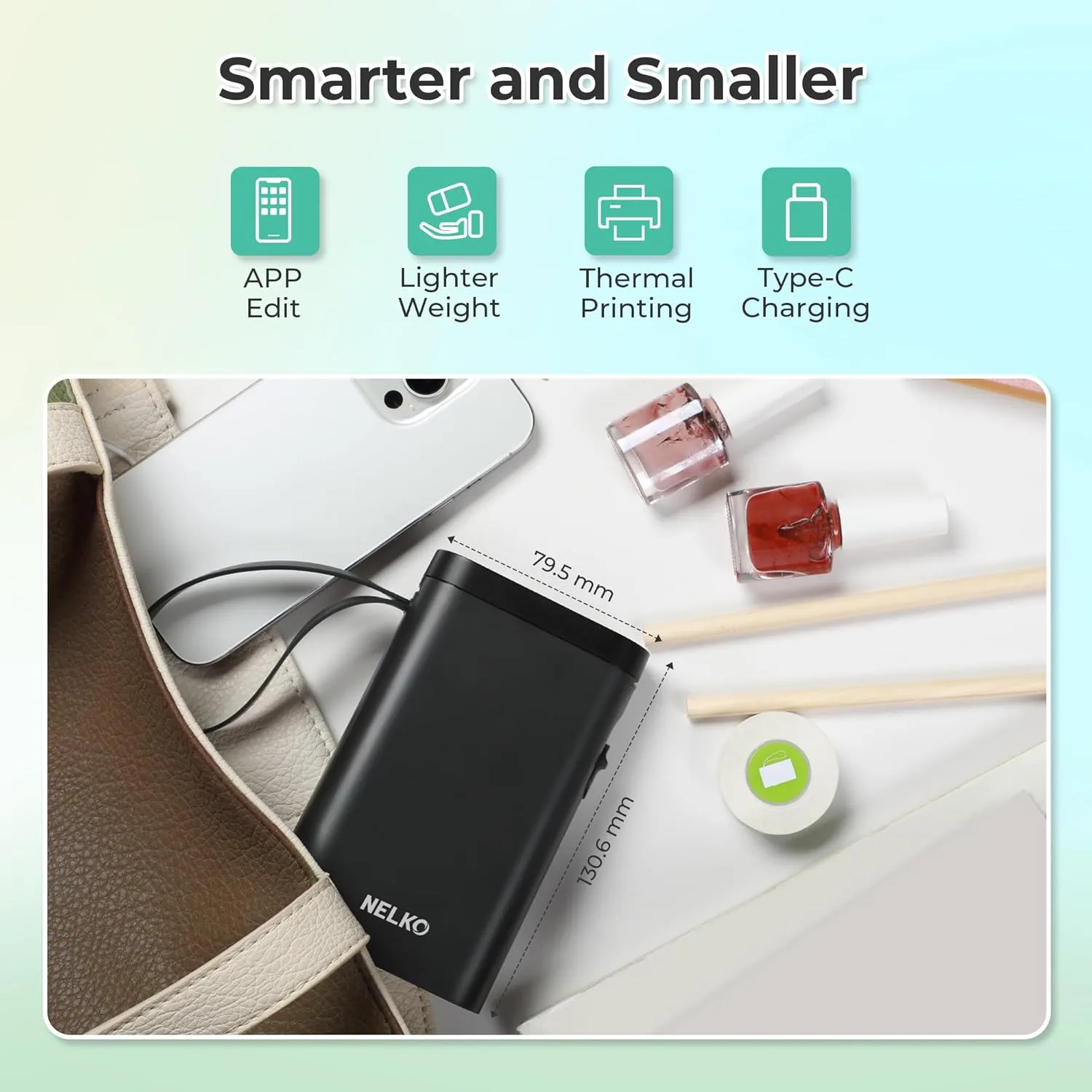 Nelko P21 Label Maker Machine with Tape, Bluetooth Label Printer, Black